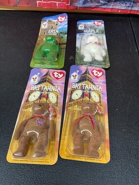 4 Ty Britannia Bear Plush Toy - Brown, Erin Green & Maple White Collection
